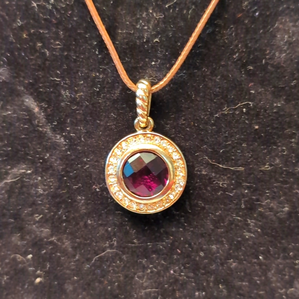 Statement Gold Toned Stone Encrusted Detail Imitation Garnet Pendant
